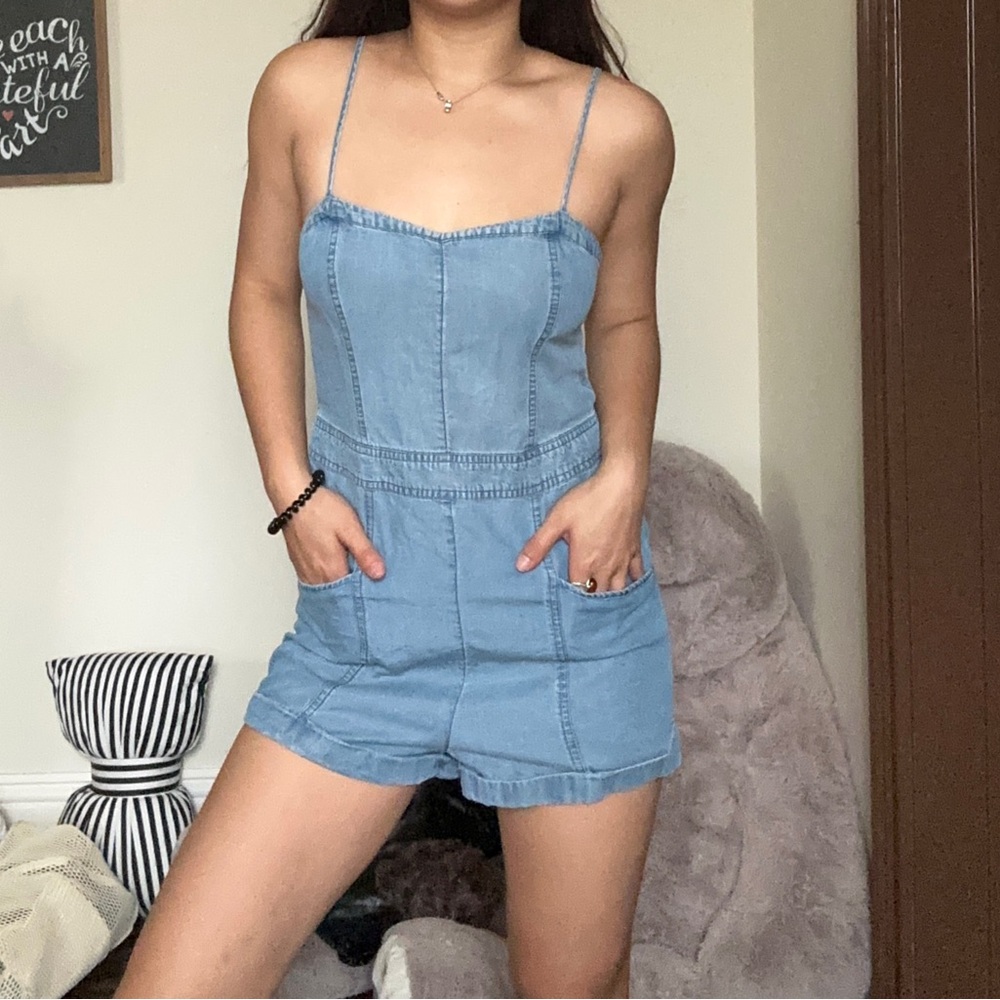 A&F Light Denim Romper